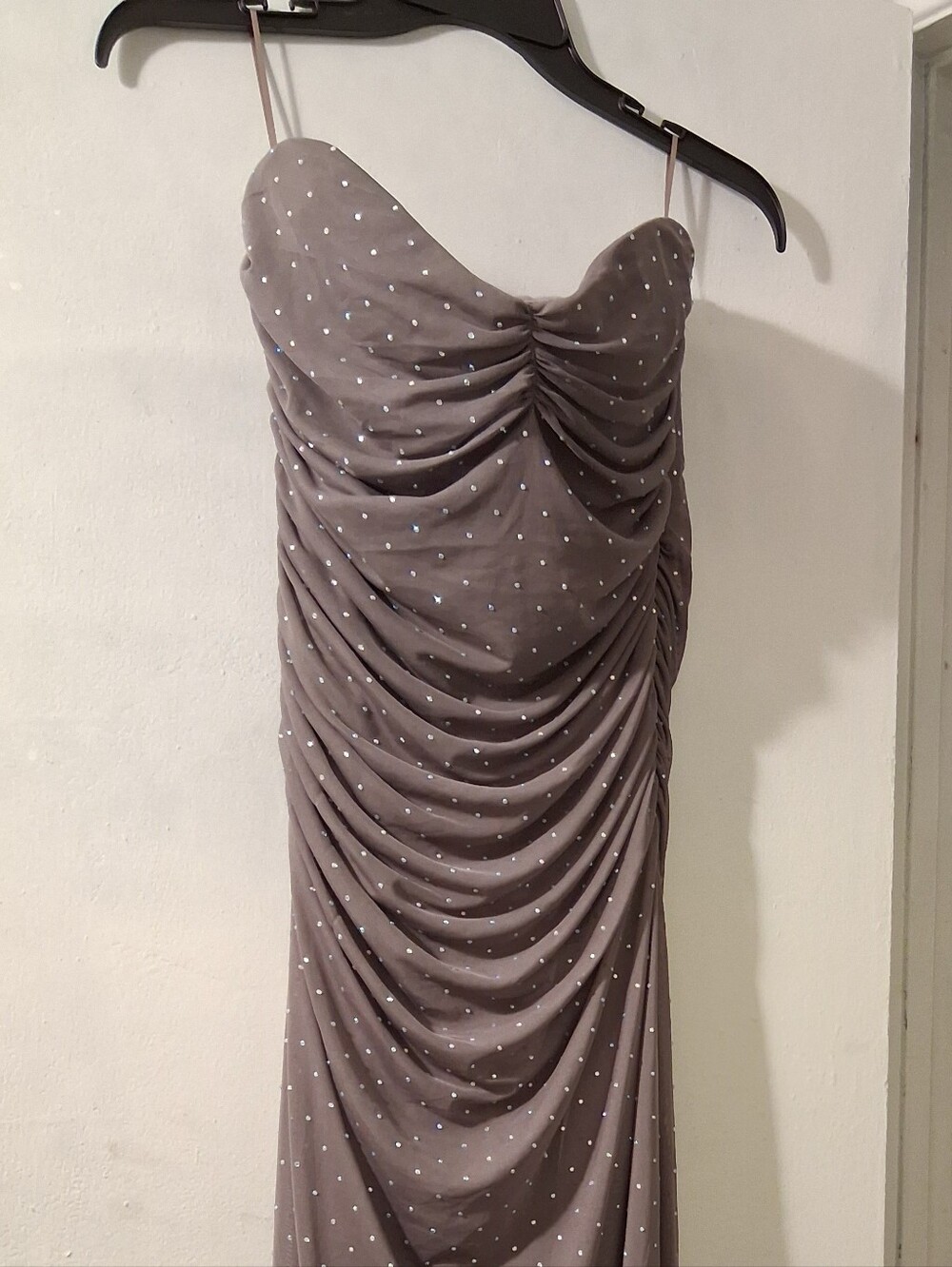 Purple Ruched w/Gems Evening Gown